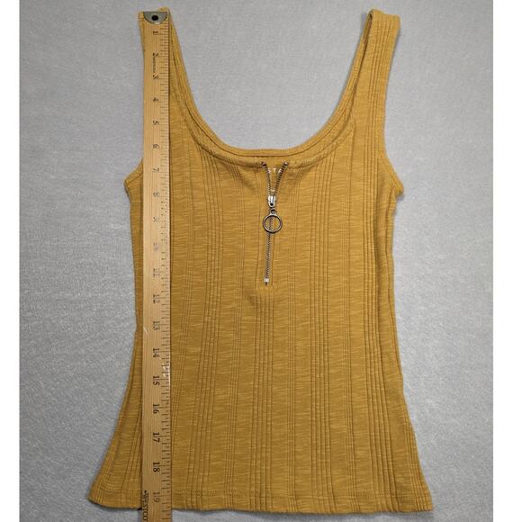 Aeropostale Tank Women's Small Tan Gold Ribbed Zip Clean Girl baby tee - Picture 2 of 10